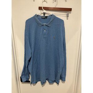 Polo Ralph Lauren Men's Long Sleeve Polo Shirt, Light Blue, Size XXL